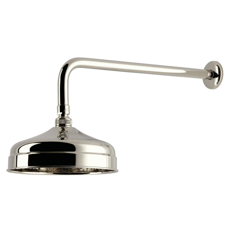 Kingston Brass Trimscape 8-Inch Round Raindrop Brass Shower Head with 17-Inch Shower Arm, Polished Nickel
