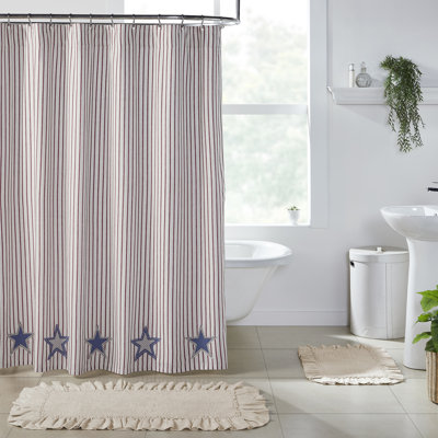 Amdrew Cotton Blend Striped Shower Curtain