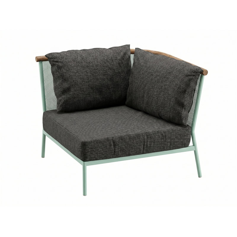 Chaise de patio d'angle avec coussins, Vert pastel, Vert Panamone