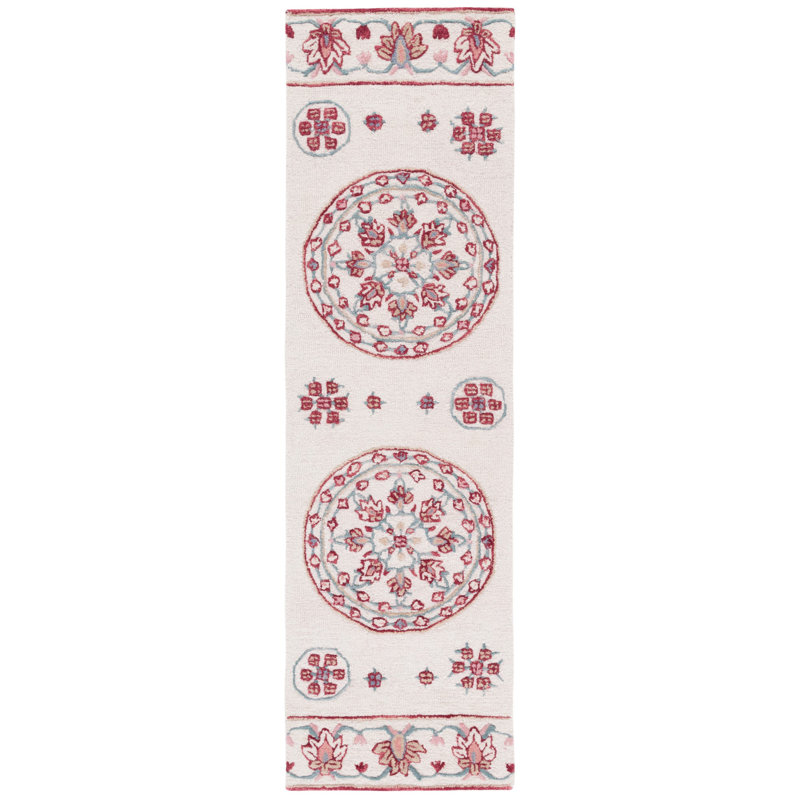 Tapis floral en laine touffeté à la main Daishawn, Tapis de couloir 2 pi 3 po x 8 pi