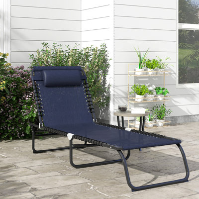 Siège inclinable extérieur - 4 dossier réglable, filet bleu foncé respirant pour chaise longue de plage
