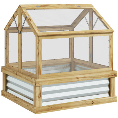 Outsunny Raised Garden Bed With Polycarbonate Greenhouse