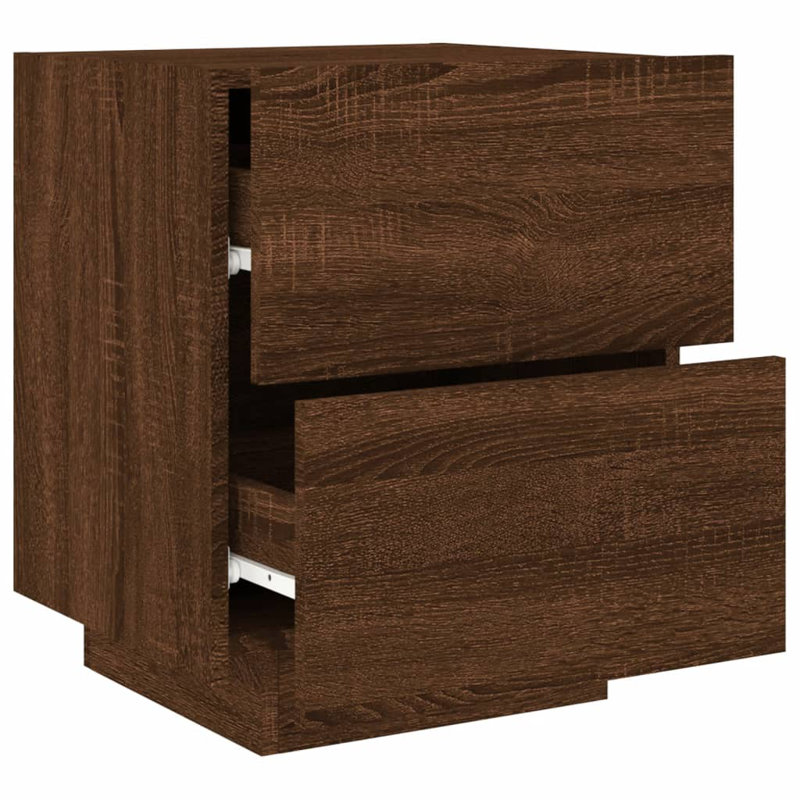 Briah 45cm W Engineered Wood Bedside Table, Brown Oak, Individual