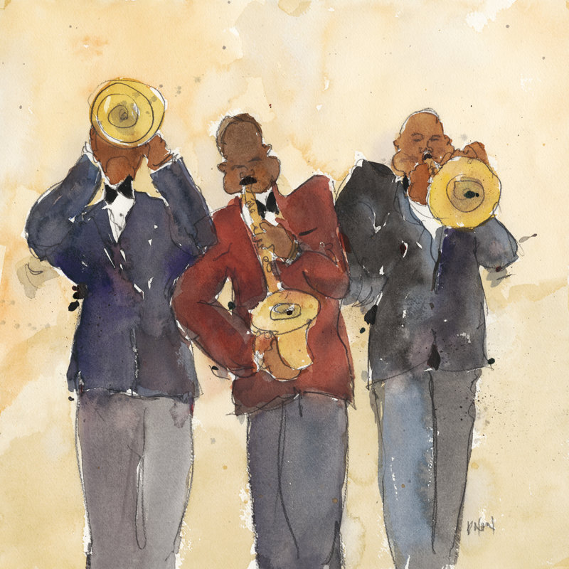 Jazz Trio I by Samuel Dixon - Wrapped Canvas Painting, 30cm H x 30cm W x 3.8cm D