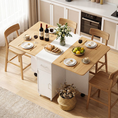 Folding Dining Table with Drawers and Cabinets