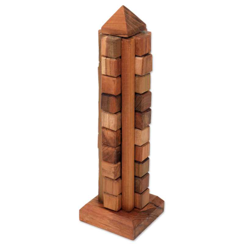 Sculpture de casse-tête en bois de teck