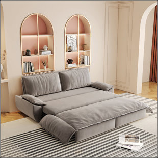 73.2" Queen Pull Out Sofa Bed,3-In-1 Convertible Sleeper Sofa,Multi-Functional Velvet Loveseat Bed