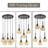 5-Light Cluster Pendant Light With Hammered Amber Glass-1014804254