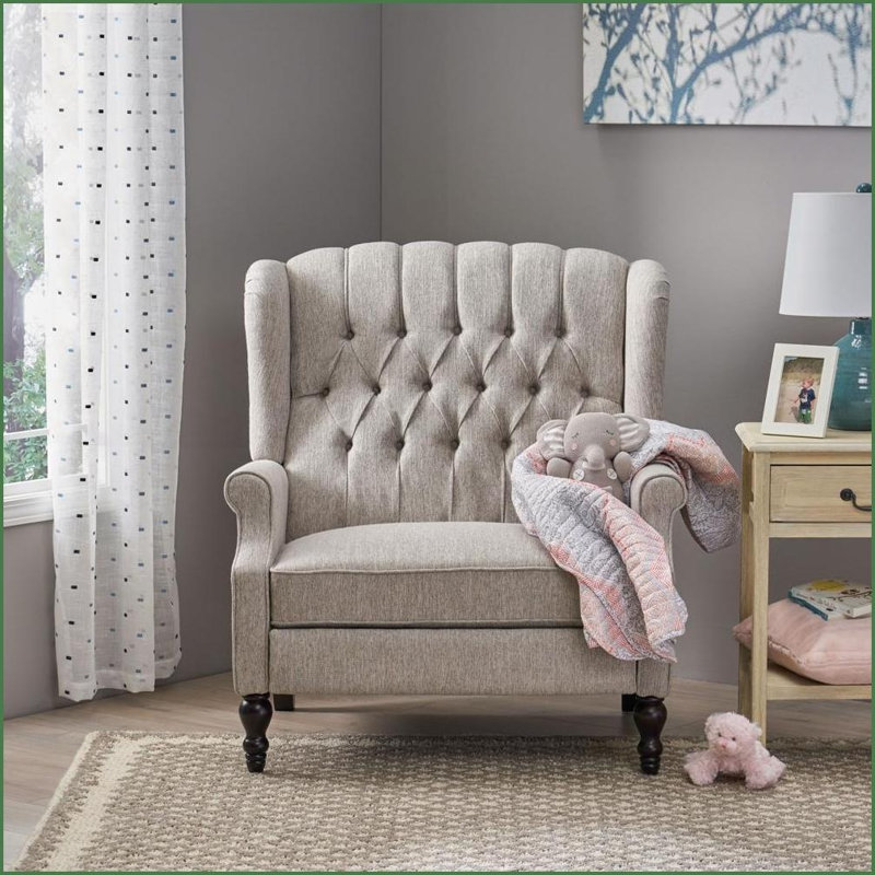 Fauteuil inclinable surdimensionné inclinable avec garniture cloutée | Tissu gris clair