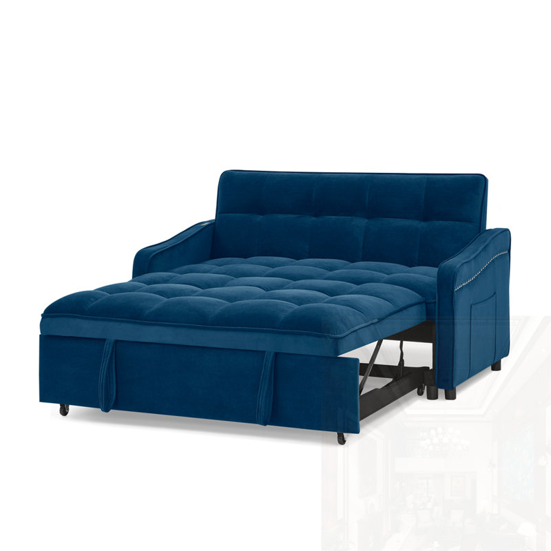 Loveseats Sofa Bed with Pull out Bed, Blue