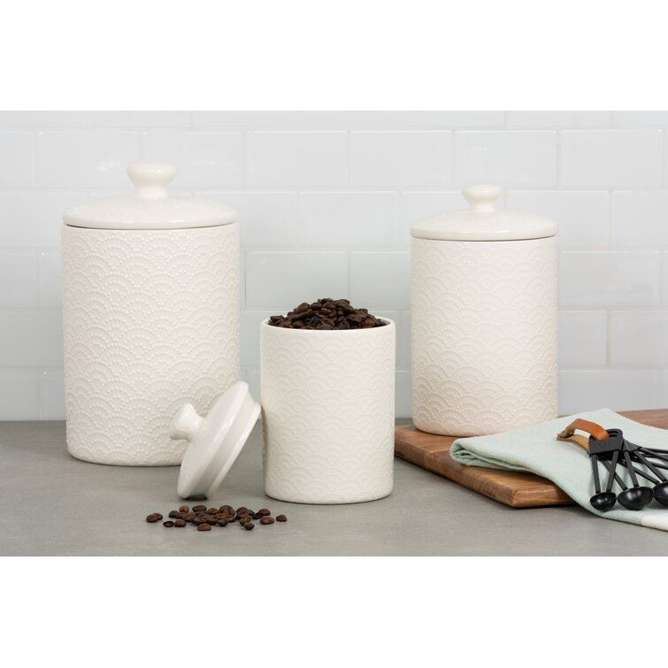 Embossed 3 Piece Kitchen Canister Set