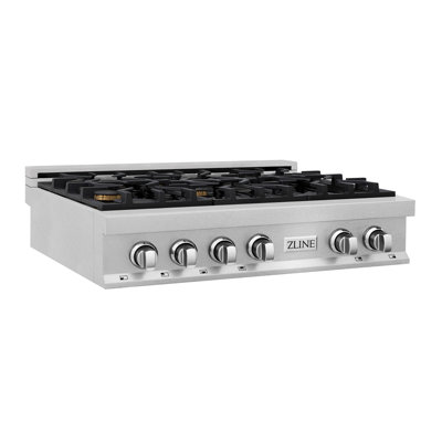 ZLINE 36" Porcelain Gas Stovetop in Fingerprint Resistant with 6 Gas Burners