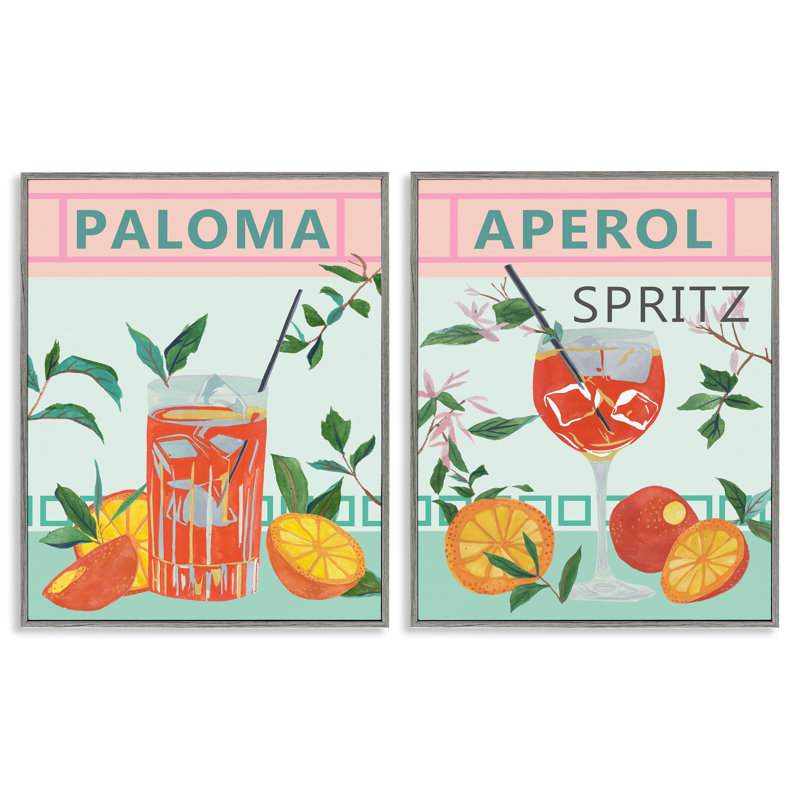  "Pastel Kitchen Cocktail", ensemble de 2 giclées par Melissa Wang, H 14 po x l 11 po, Estampe numérique Farmhouse