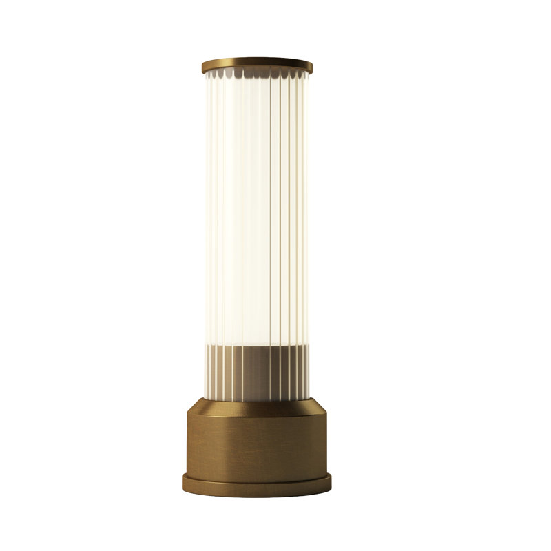 CANDLESTICK Rechargeable Cordless LED Table Lamp, 3-Levels Brightness Touch Sensor Control, Brushed Brass, Brown