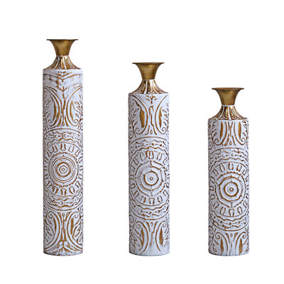 Floor Metal Vases Decorated  Metal Vases Set Of 3