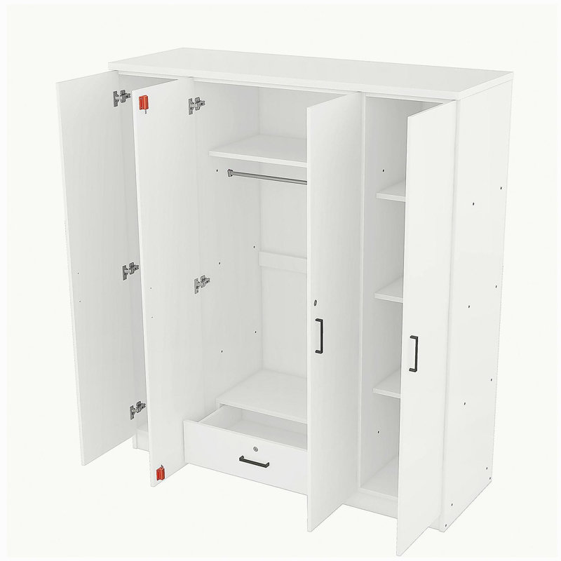 Armoire 4 portes avec 1 tiroir, blanc