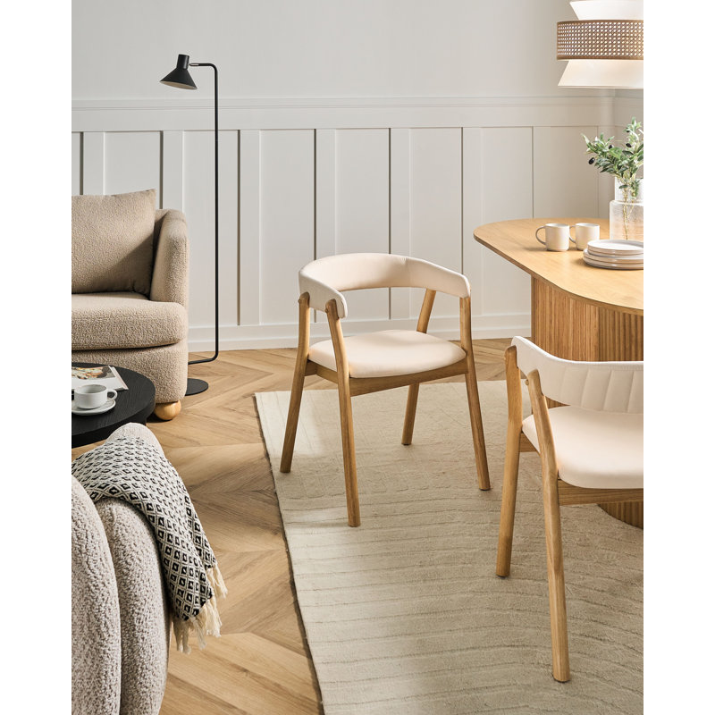 Chares 45 cm H Fabric Armchair in Brown and White