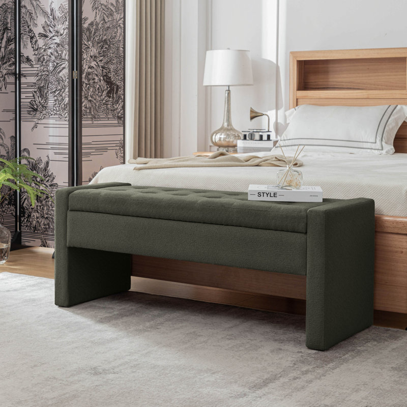 Banc de rangement rembourré Rasner, Vert