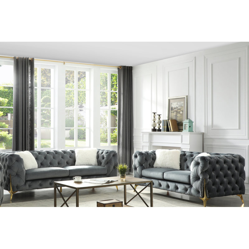 Canapé et fauteuil Moorehead, Velours gris