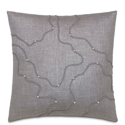 Amal Appliqued Linen Reversible Throw Pillow
