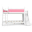 Lit superposé double au-dessus de double avec tablettes de rangement, lit superposé en bois massif avec glissière et échelles, conception à profil bas, rose et blanc