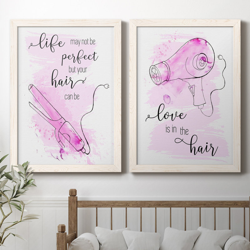 Perfect Hair - ensemble de 2 reproductions d'art textuel, H 44 po x l 31 po x P 1 po, Toile blanche encadrée, Pas de tapis