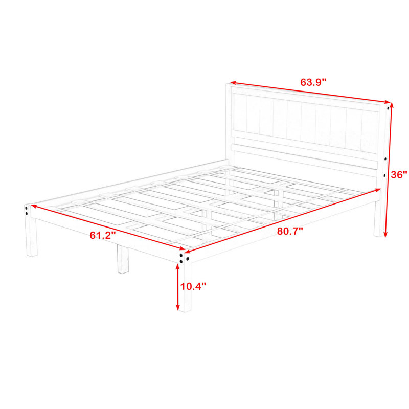 Claythorne Wood Platform Bed Frame With Headboard, Queen