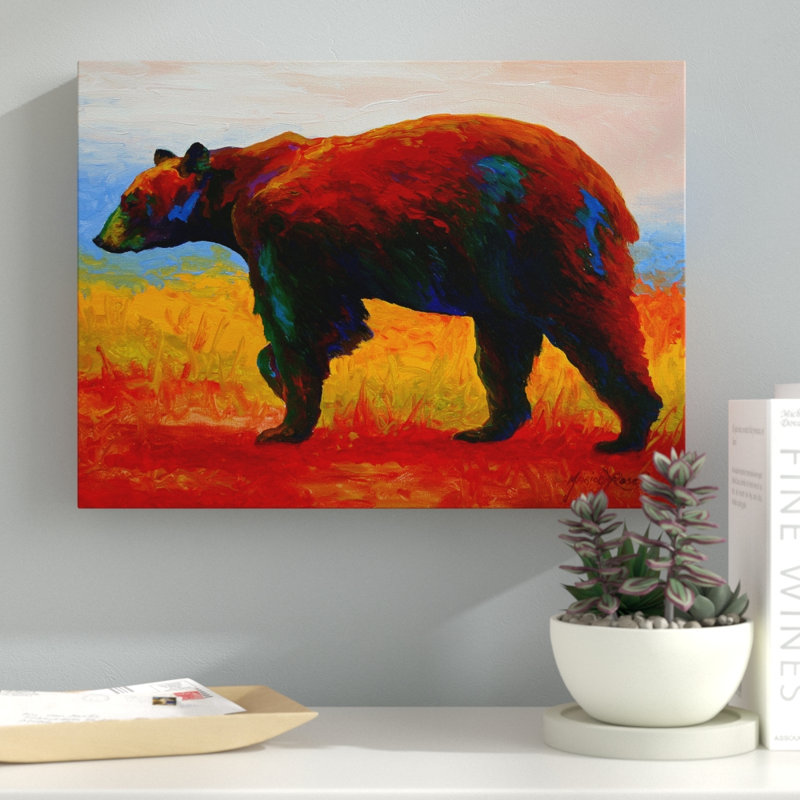 «Blk Bear» par Marion Rose, reproduction sur toile, H 14 po x l 19 po x P 2 po