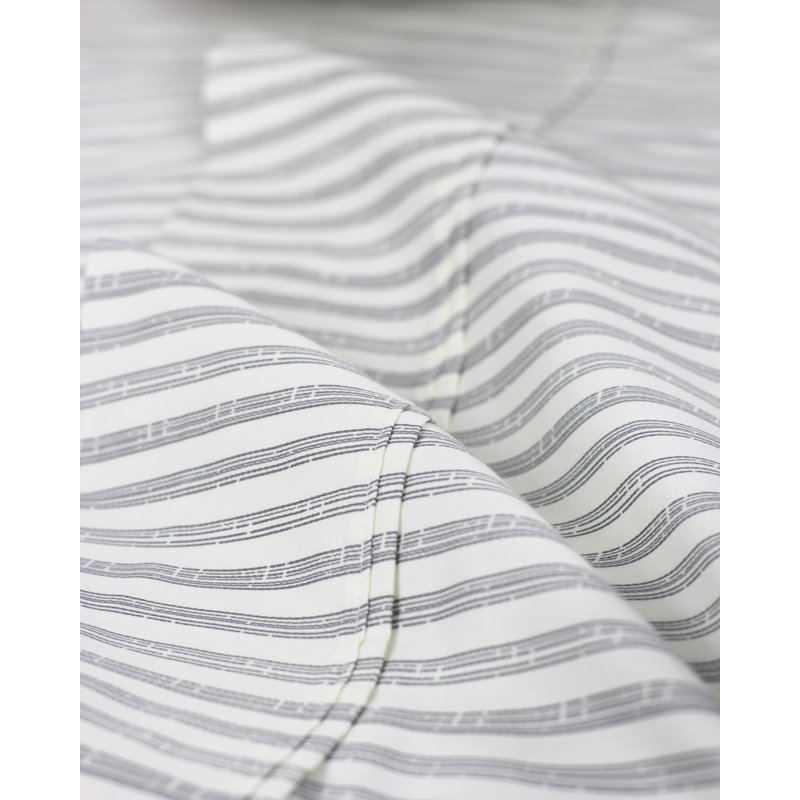 Cobbett 400 Thread Count Striped 100% Cotton Sheet Set, Queen, Gray