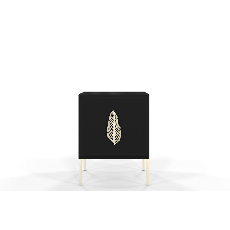Phillipsburg 54cm W Particle Board / Chipboard Bedside Table, Black