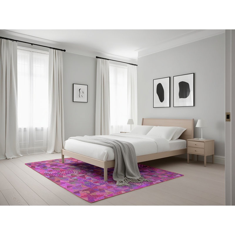 Tapis rose/rouge à motifs Framingham, Rectangle 5 pi x 7 pi