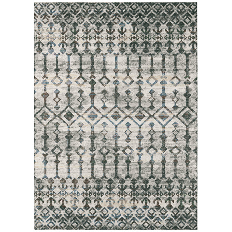 Anta Chenille Washable Ikat Indoor / Outdoor Rug, Rectangle 8' x 10'
