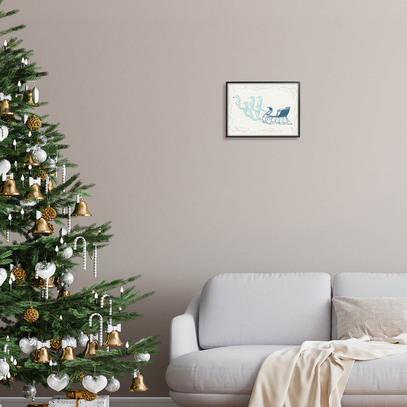 Hippocampe, traîneau nautique, Père Noël - 289, Giclée encadrée noir minuit, H 11 po x l 14 po x P 1,5 po