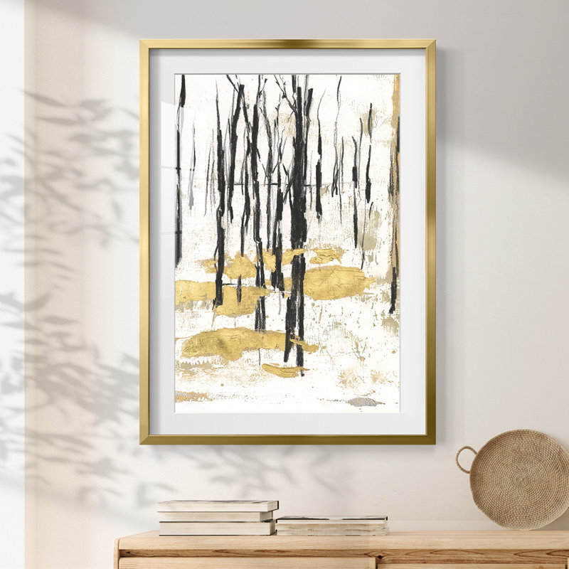 Hiver doré I - impression encadrée, H 28,5 po x l 20,5 po, Doré
