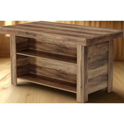 Kitchen Island With Storage, 55 Inch Farmhouse Style Stationary Island Table With Large Worktop, 3-Tier Shelves, And Generous Leg Room, Rustic Brown Finish For Kitchen And Dining Area