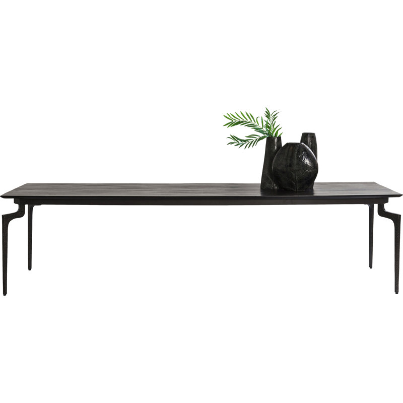 Bow Solid Wood Top Metal Base Dining Table, H76 x L200 x W90cm
