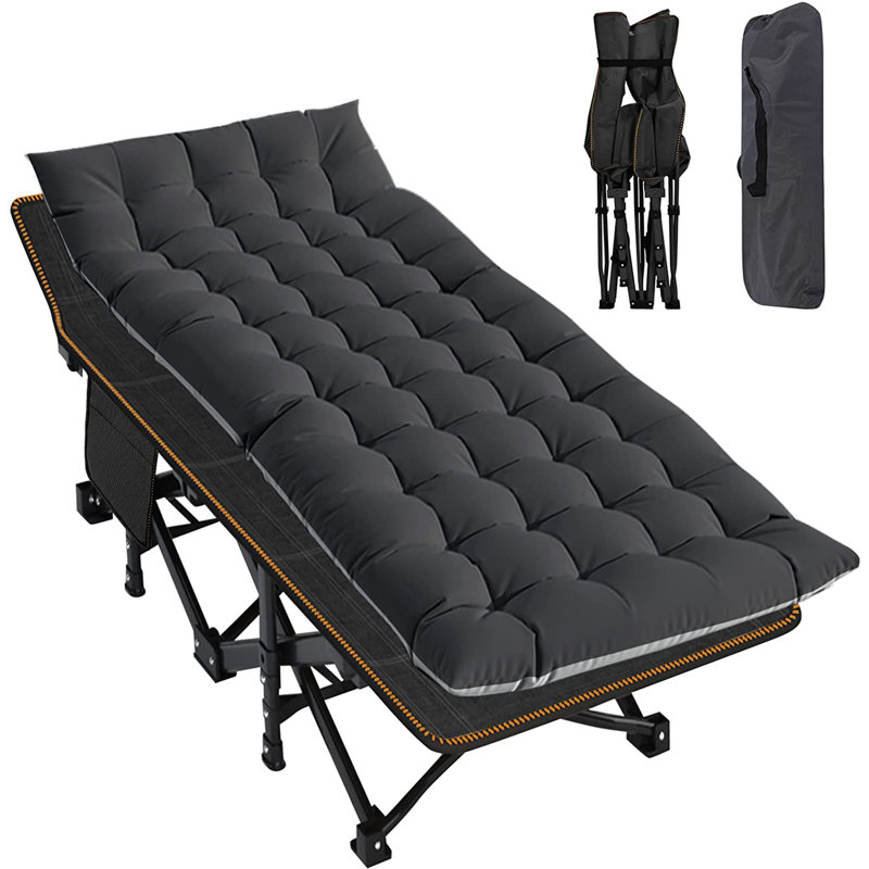 Lit pliant, lit à trois plis avec différentes couleurs et styles d'extérieur, d'intérieur, Noir