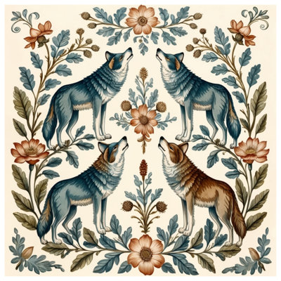 Rideaux de douche Wolves And Floral