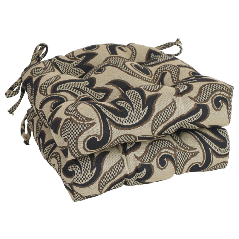 16-Inch Rounded Back Woven Tapestry Tufted Chair Cushions (Set Of 2)