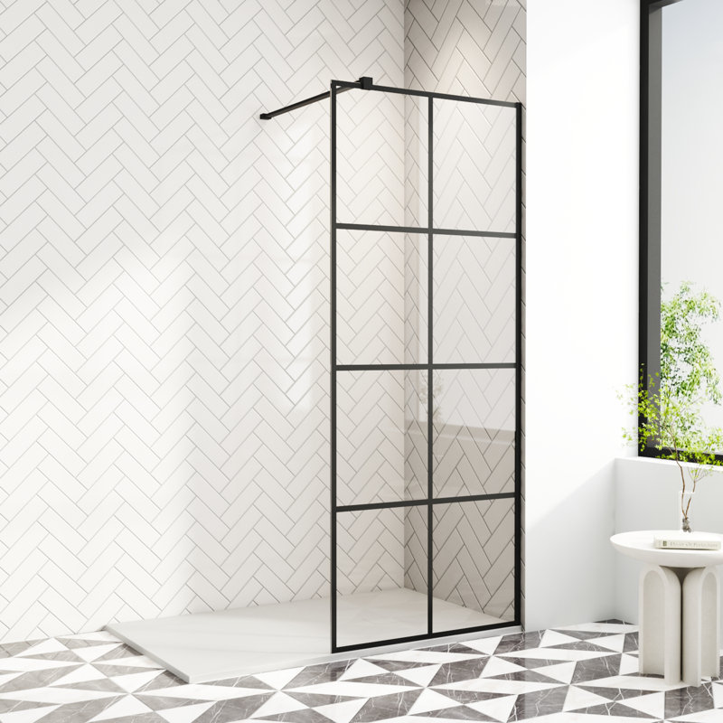 Bakr 1900mm H Framed Walk In Glass Screens with Pattern Glass, 690mm