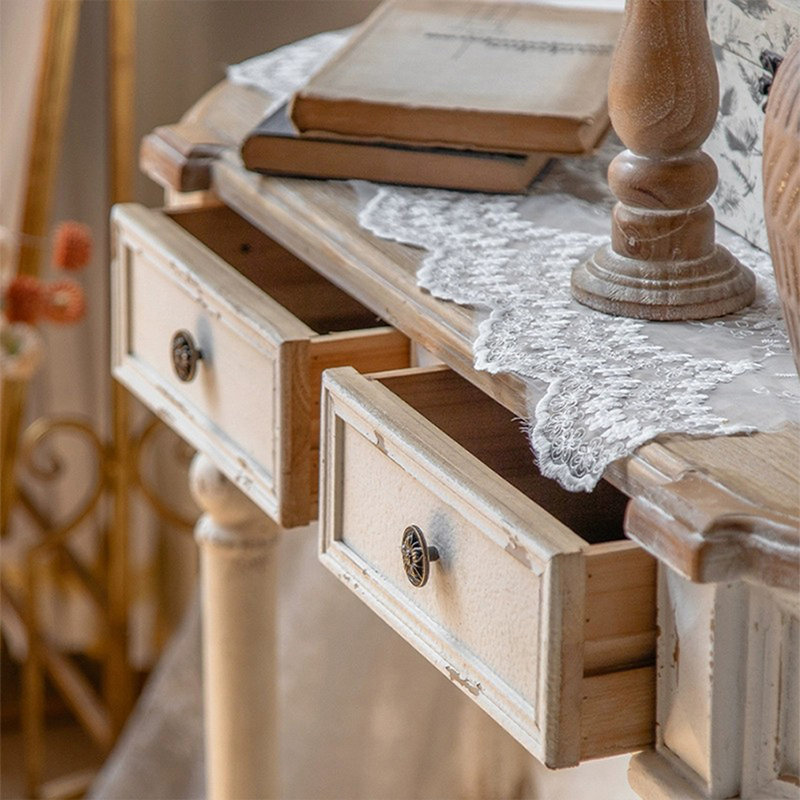 Console rectangulaire en bois massif blanc