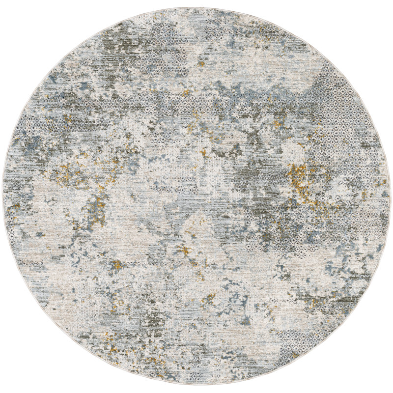 Chloe Abstract Dusty Sage Area Rug, Round 5'3"