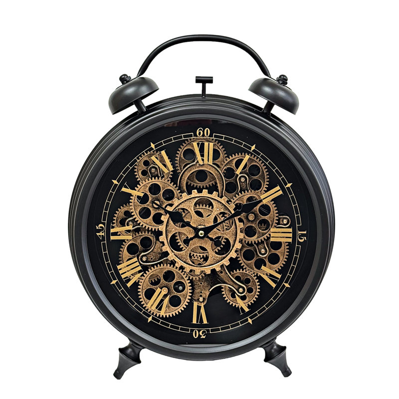 Black Skeleton Table Clock, Black