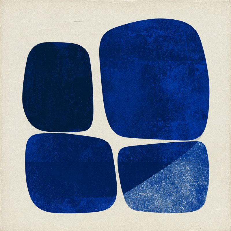 Art géométrique bleu I, toile tendue, H 20 po x l 20 po