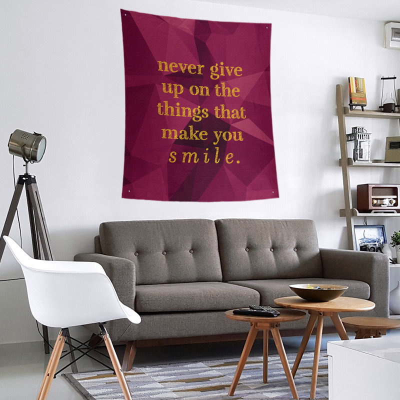 Tapisserie de perseverance en polyester et de citation en faux gemme, H 104 po x l 88 po, Spinelle / or