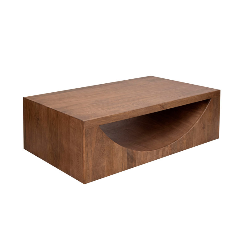 Table basse Okai avec découpe en arche, rectangulaire en bois de manguier brun de 55 po