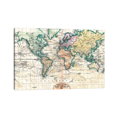 Vintage World Map 1801 - Wrapped Canvas Graphic Art Print