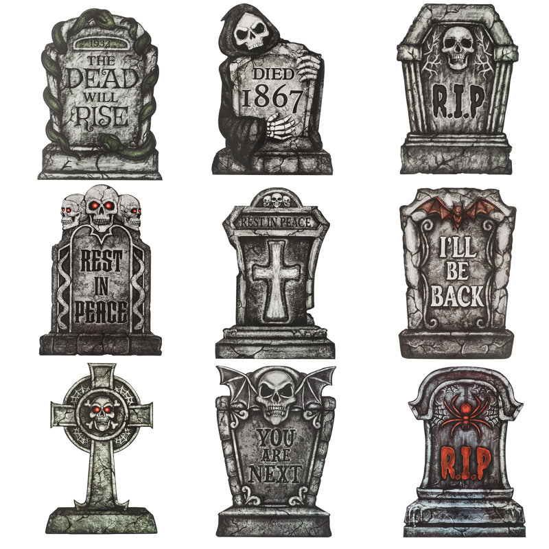 16 "9 pièces décorations d'Halloween pierres tombales décorations d'Halloween, Classic 9 Pack 16"