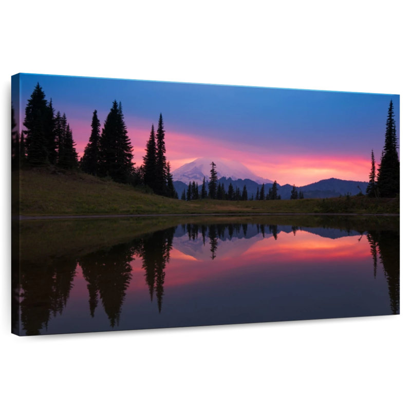 Coucher de soleil romantique sur le mont Rainier d'Alvord, H 8 po x l 12 po