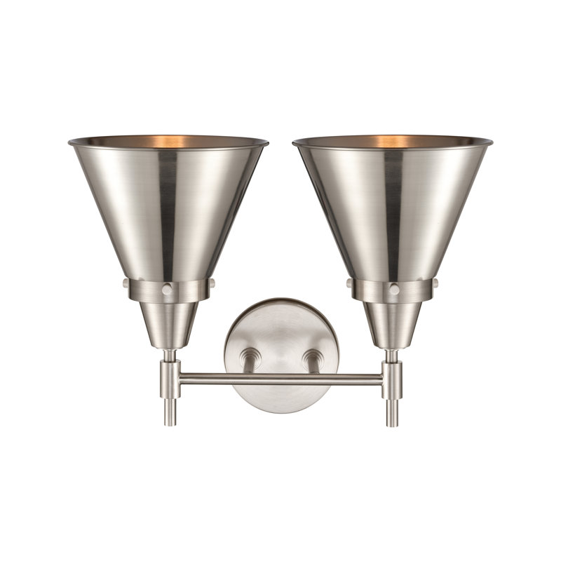Éclairage pour meuble-lavabo à 2 lumières à intensité variable Gayle, Nickel satiné, Nickel satiné, Ampoule DEL rétro 4 watts